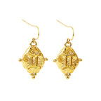 Aretes colgantes del zodiaco Géminis en oro de 18k | Joyas estilo antiguo vintage