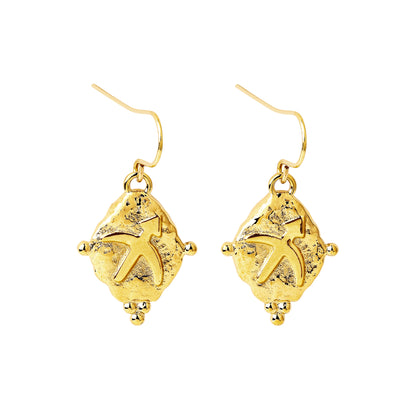 Sagittarius Vintage-Style Dangle Earrings, 18k Gold Plated