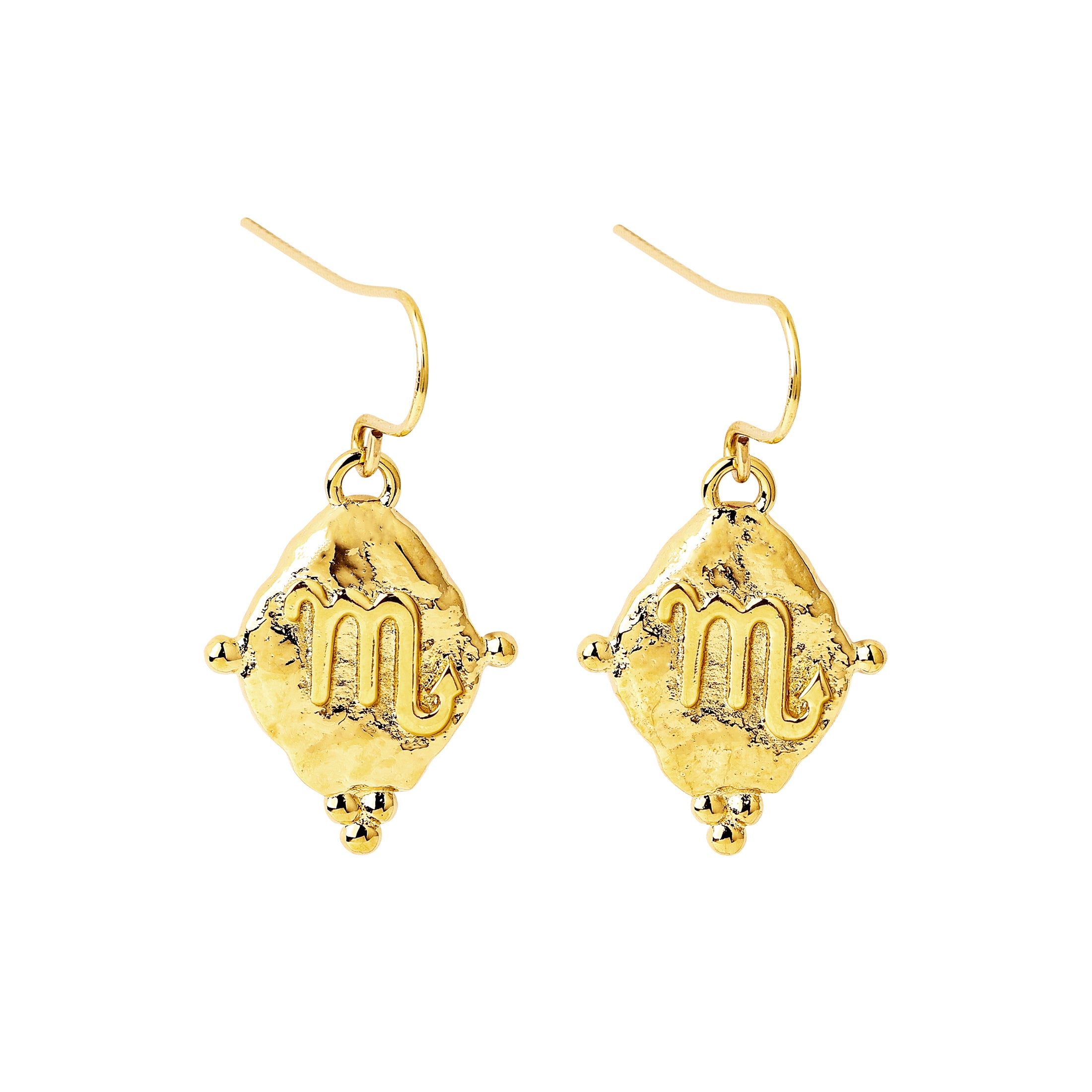 Scorpio Zodiac Dangle Earrings in 18k Gold | Vintage Style Jewelry
