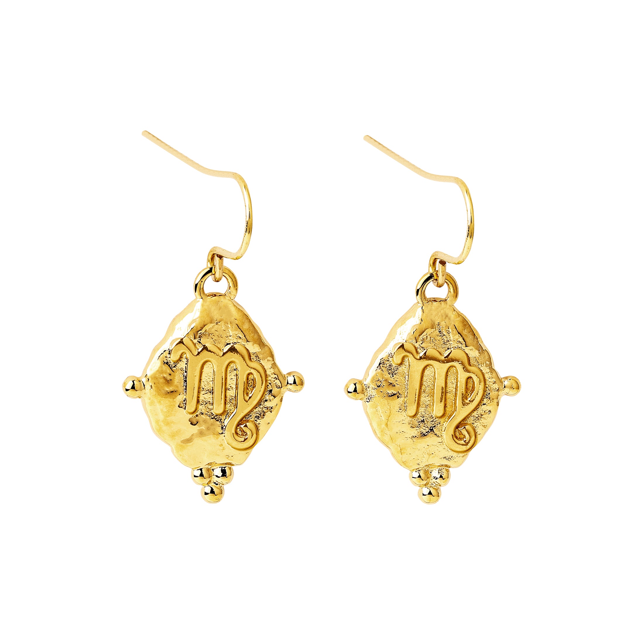 Virgo Zodiac Dangle Earrings in 18k Gold | Vintage Style Jewelry