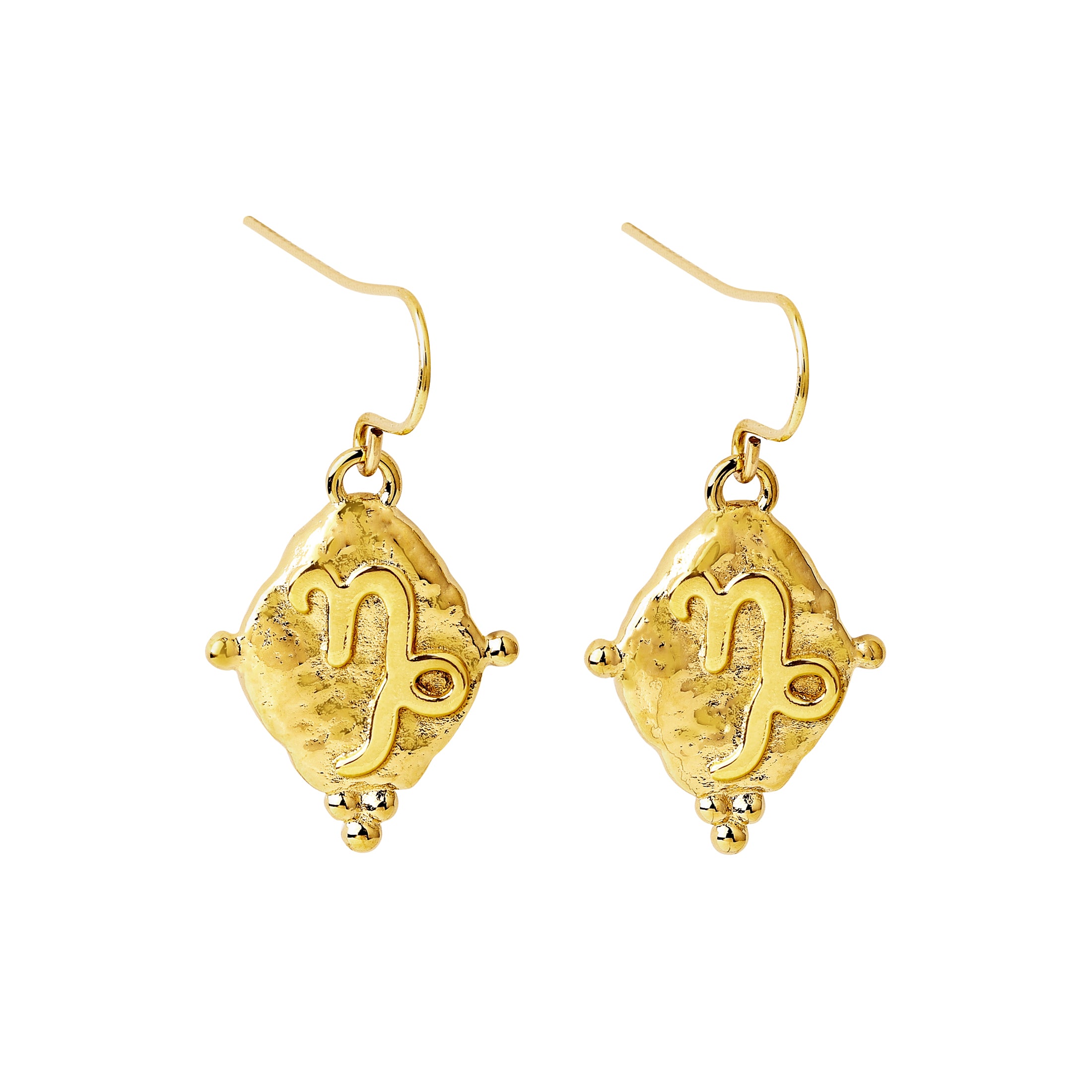 Capricorn Zodiac Dangle Earrings in 18k Gold | Vintage Style Jewelry