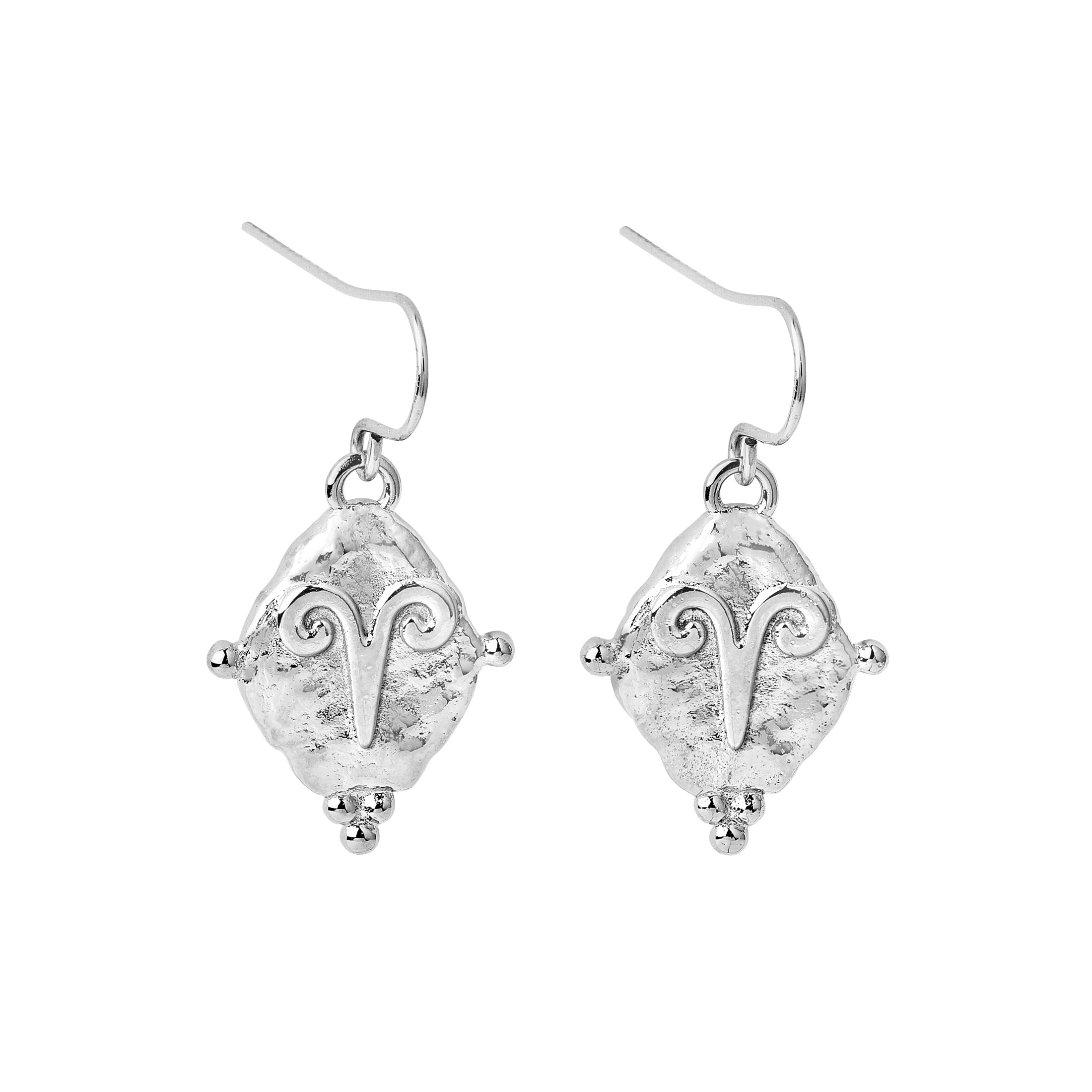Aries Zodiac Earrings for Women – Vintage White Rhodium Plated Dangle Astrology Jewelry