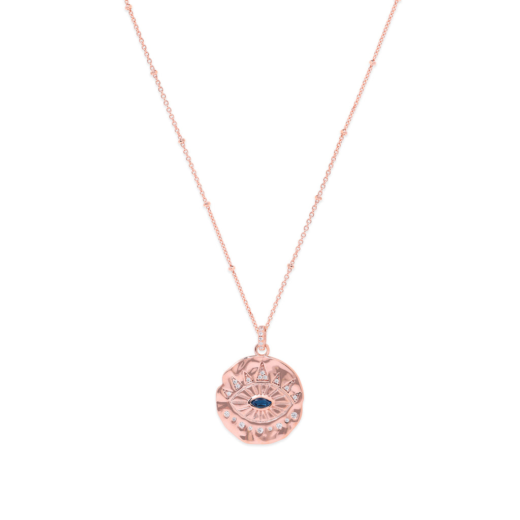 Evil Eye Protection Necklace - Blue Topaz - 18k Gold