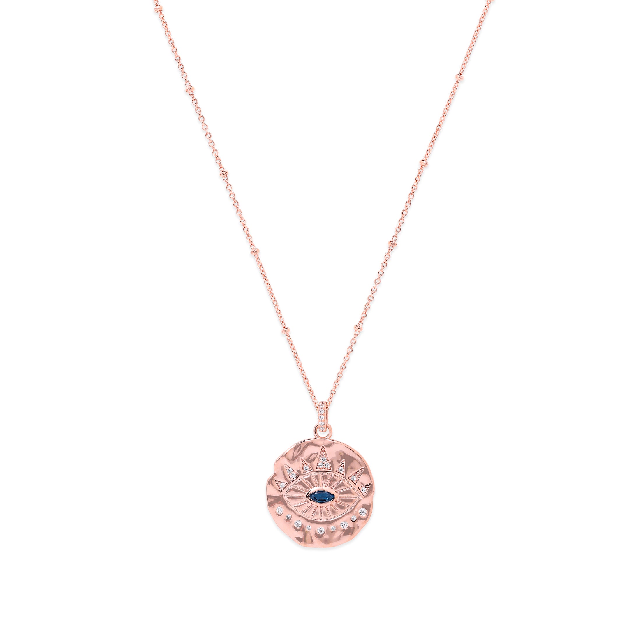 Evil Eye Protection Necklace - Blue Topaz - 18k Gold