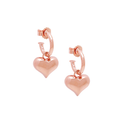 Puffy Heart Dangle Hoop Earrings