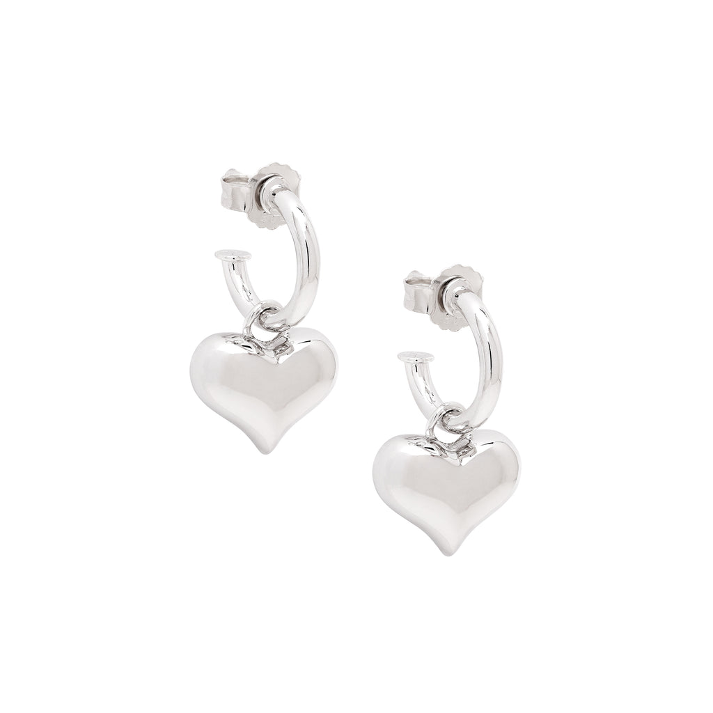 Puffy Heart Dangle Hoop Earrings Spiritual & Minimalist Jewelry - Rose Gold