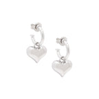 Puffy Heart Dangle Hoop Earrings Spiritual & Minimalist Jewelry - White