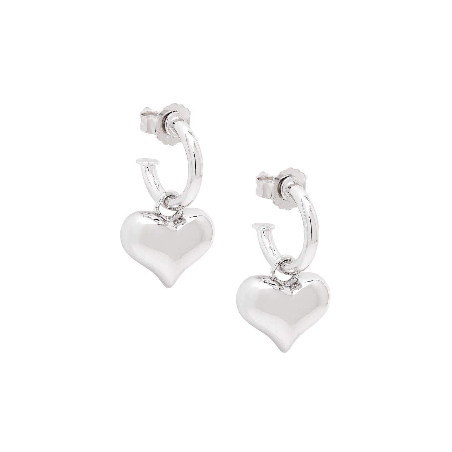 Puffy Heart Dangle Hoop Earrings