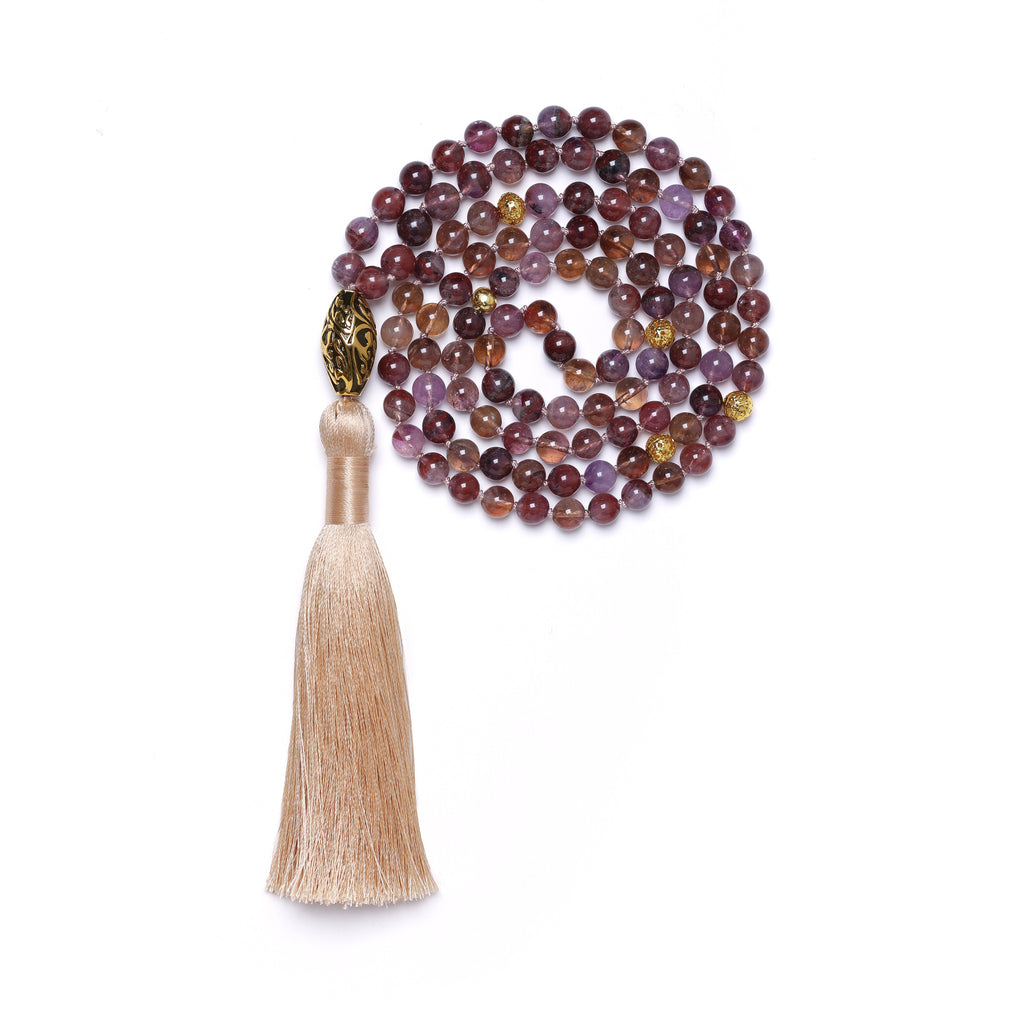 Awaken Your Divine Potential 108 Bead Mala Necklace – Auralite 23 Crystal Meditation Jewelry