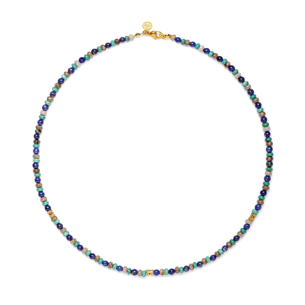 Blue Sage Talisman Necklace | Jasper | Lapis Lazuli | Turquoise | 18k Gold | Spiritual Healing Necklace