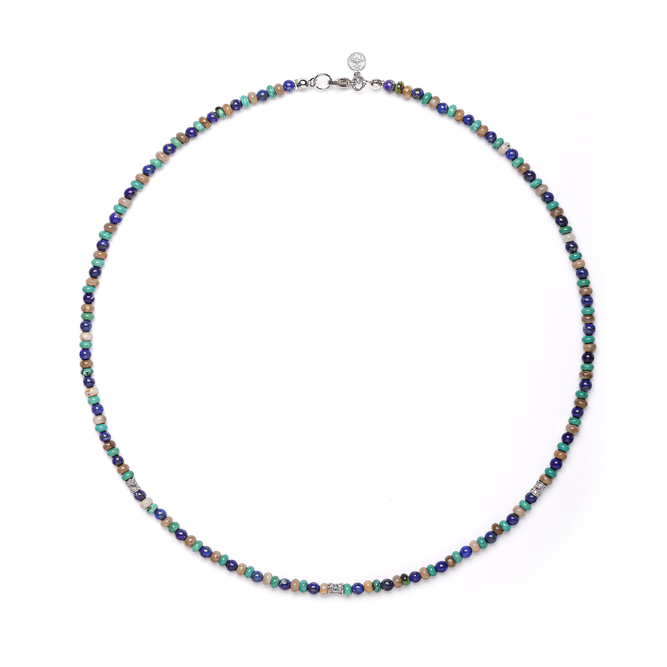 Blue Sage Talisman Necklace | Jasper | Lapis Lazuli | Turquoise | Rhodium | Spiritual Healing Necklace