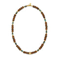 Sacred Earth Talisman Necklace | Brown Inlaid Bone Beads | African Turquoise | Spiritual Healing Necklace | Gold Plated