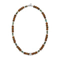 Sacred Earth Talisman Necklace | Brown Inlaid Bone Beads | African Turquoise | Spiritual Healing Necklace | Rhodium Plated