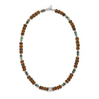 Collar Talismán Tierra Sagrada | Cuentas de Hueso Marrón Incrustadas | Turquesa Africana | Collar de Sanación Espiritual | Bañado en Rodio