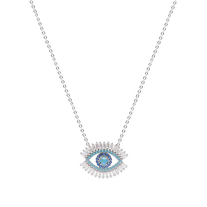 Evil Eye Necklace, Turquoise and Zirconia Baguette Diamonds *Seen on Alessandra Ambrosio