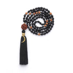 Emotional Stability & Protection Black Tourmaline Mala – Rishikesh Charity Collection Meditation Necklace