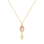 Collar de cuarzo rosa Hamsa Heartveil para amor y protección en oro | Joyería curativa espiritual