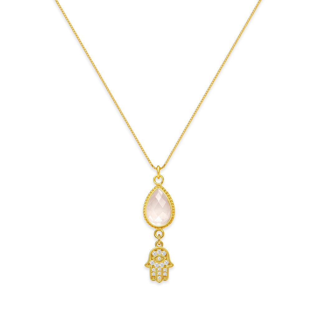 Hamsa Moonstone Necklace for Protection | Gold Spiritual Healing Jewelry