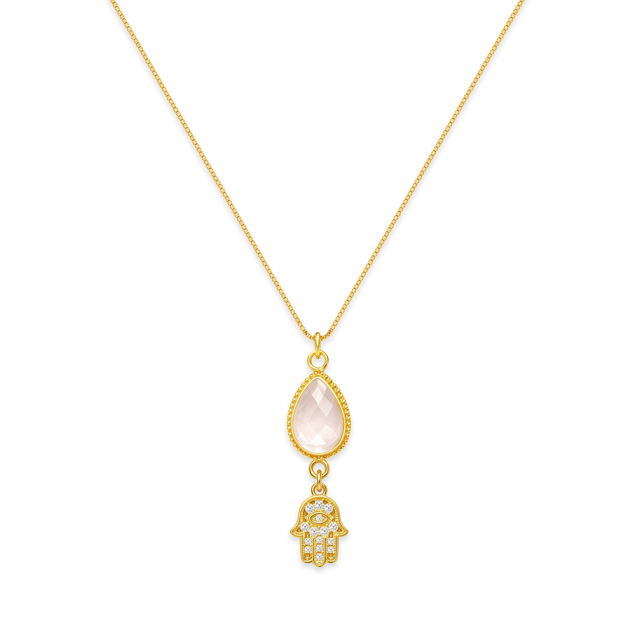 Hamsa Moonstone Necklace for Protection | Gold Spiritual Healing Jewelry