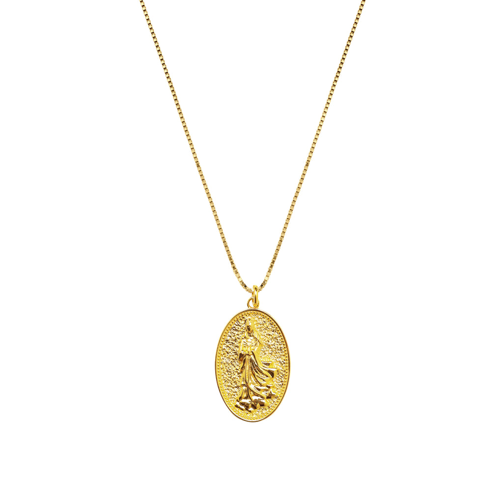 Quan Yin Goddess of Compassion & Mercy Necklace - Gold