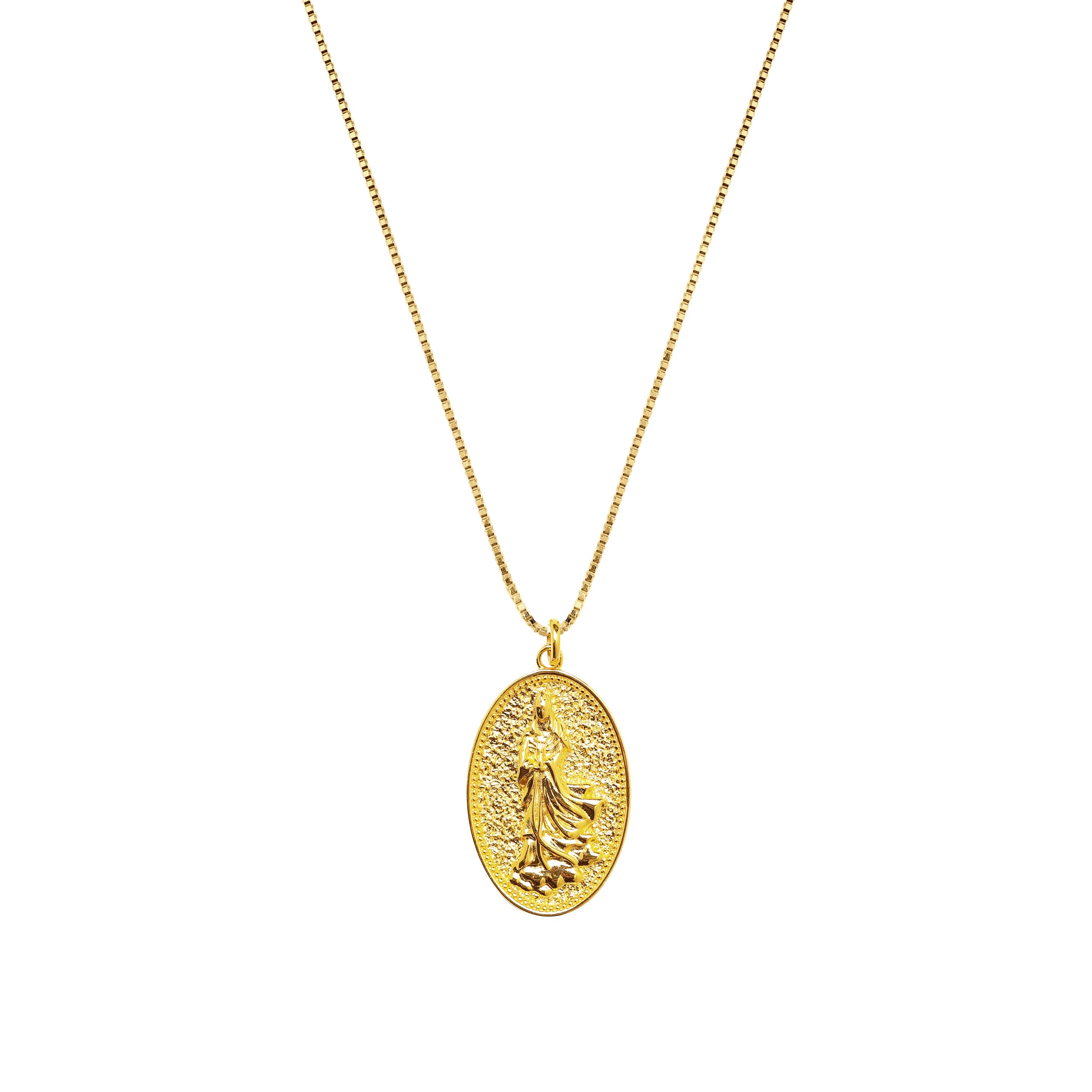 Quan Yin Goddess of Compassion & Mercy Necklace - Gold