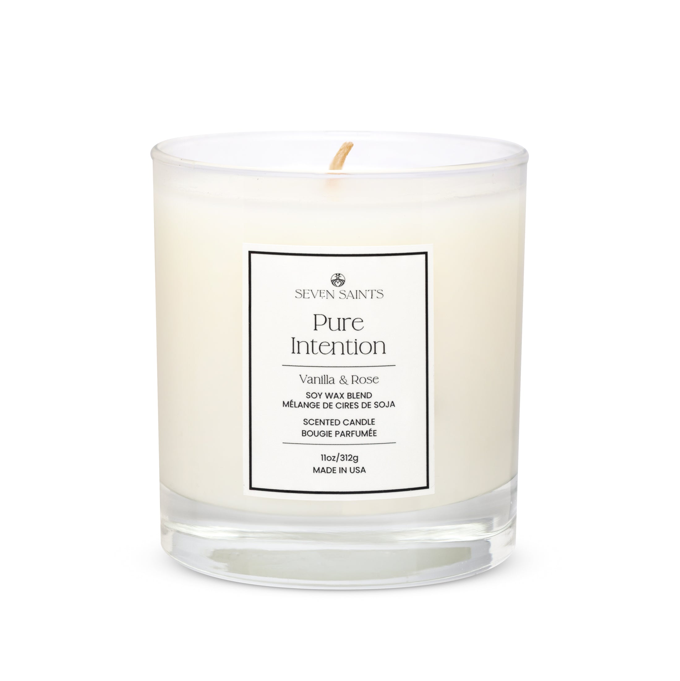 Pure Intention Vanilla and Rose Soy Blend Wax Candle - For Manifestation - Non-Toxic