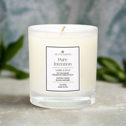 Pure Intention Vanilla & Rose Soy Blend Wax Candle, For Manifestation, Non-Toxic