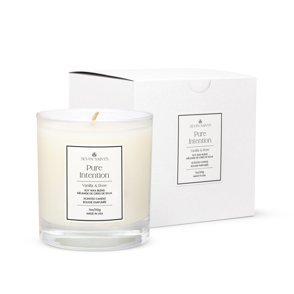 Pure Intention Vanilla and Rose Soy Blend Wax Candle - For Manifestation - Non-Toxic