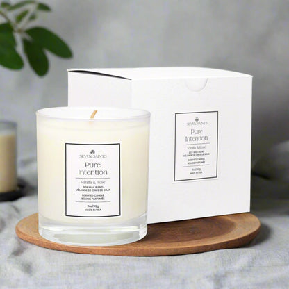 Pure Intention Vanilla & Rose Soy Blend Wax Candle, For Manifestation, Non-Toxic