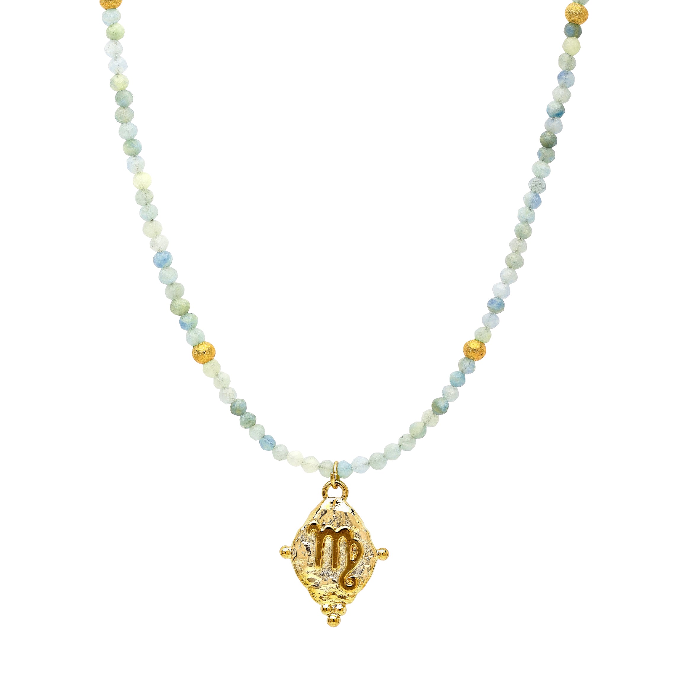 Virgo Zodiac Choker Necklace – Amazonite 18K Gold Plated Horoscope Jewelry