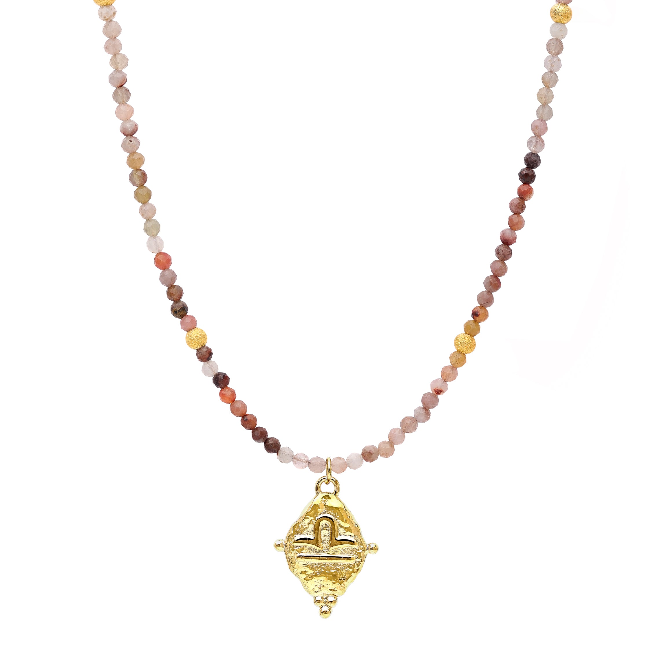 Libra Zodiac Choker Necklace – Multi-Color Opal 18K Gold Plated Horoscope Jewelry