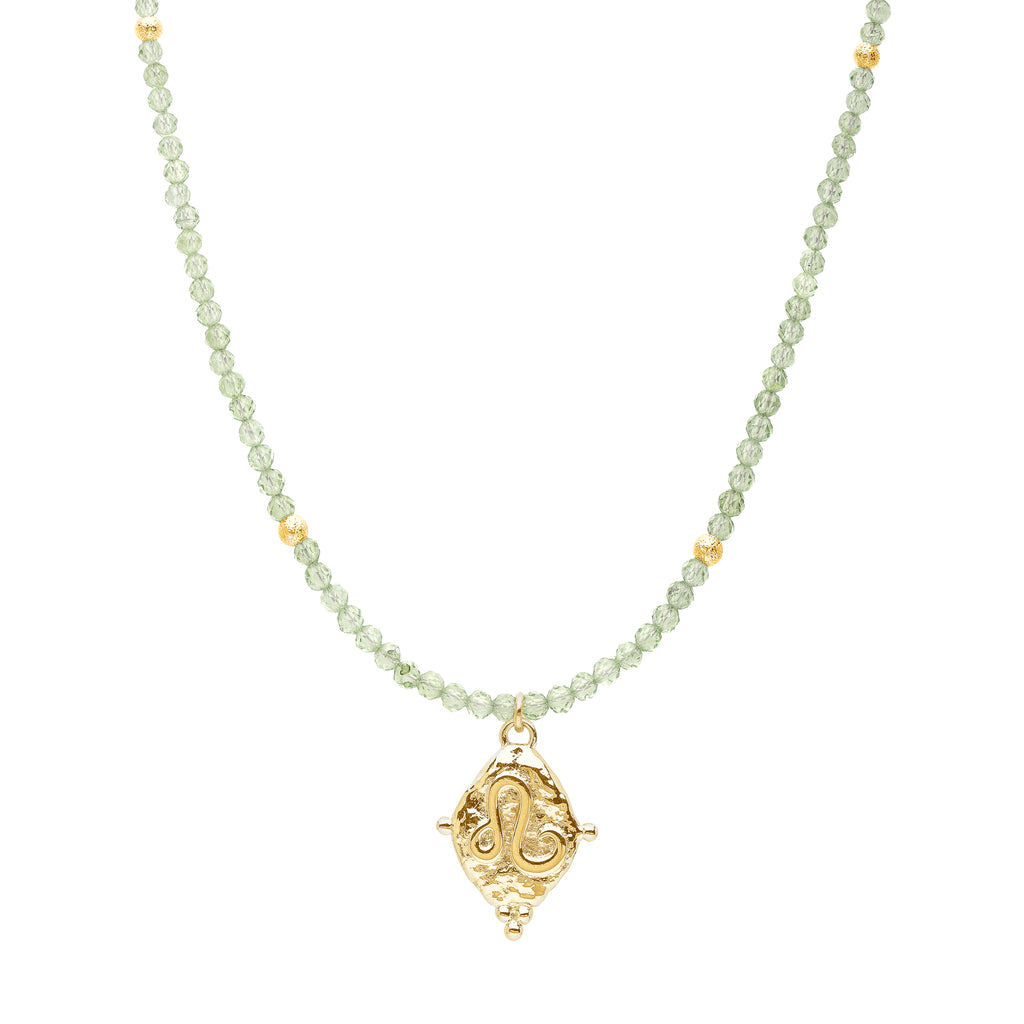 Leo Zodiac Choker Necklace – Peridot 18K Gold Plated Horoscope Jewelry