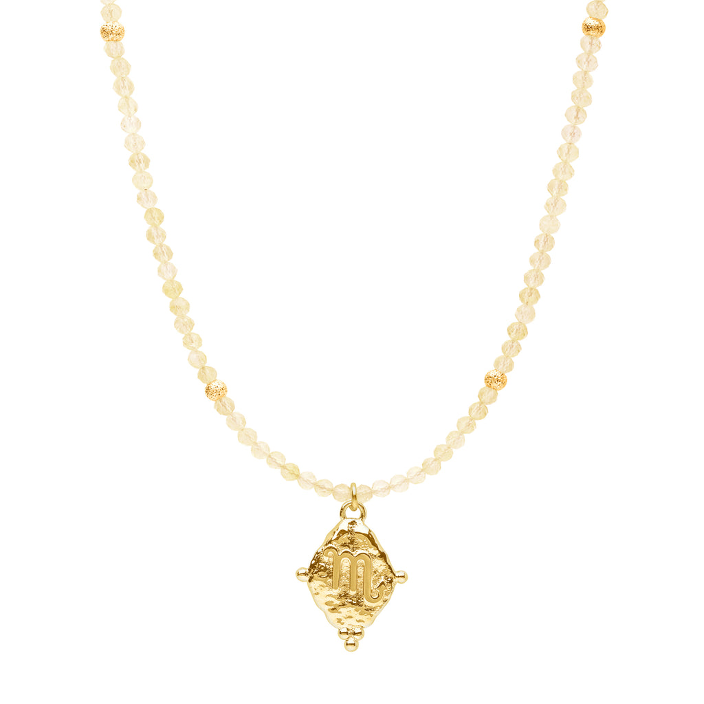 Scorpio Zodiac Choker Necklace – Citrine 18K Gold Plated Horoscope Jewelry