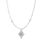 Collar Gargantilla Zodíaco Piscis – Joyería de Astrología con Piedras Preciosas de Aguamarina y Baño de Rodio Blanco