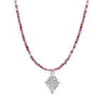 Collar Gargantilla Zodíaco Cáncer – Joyería Horóscopo Baño de Rodio Blanco con Rubí