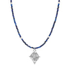 Gargantilla Zodiaco Capricornio – Joyería Horóscopo de Lapislázuli con Baño de Rodio Blanco