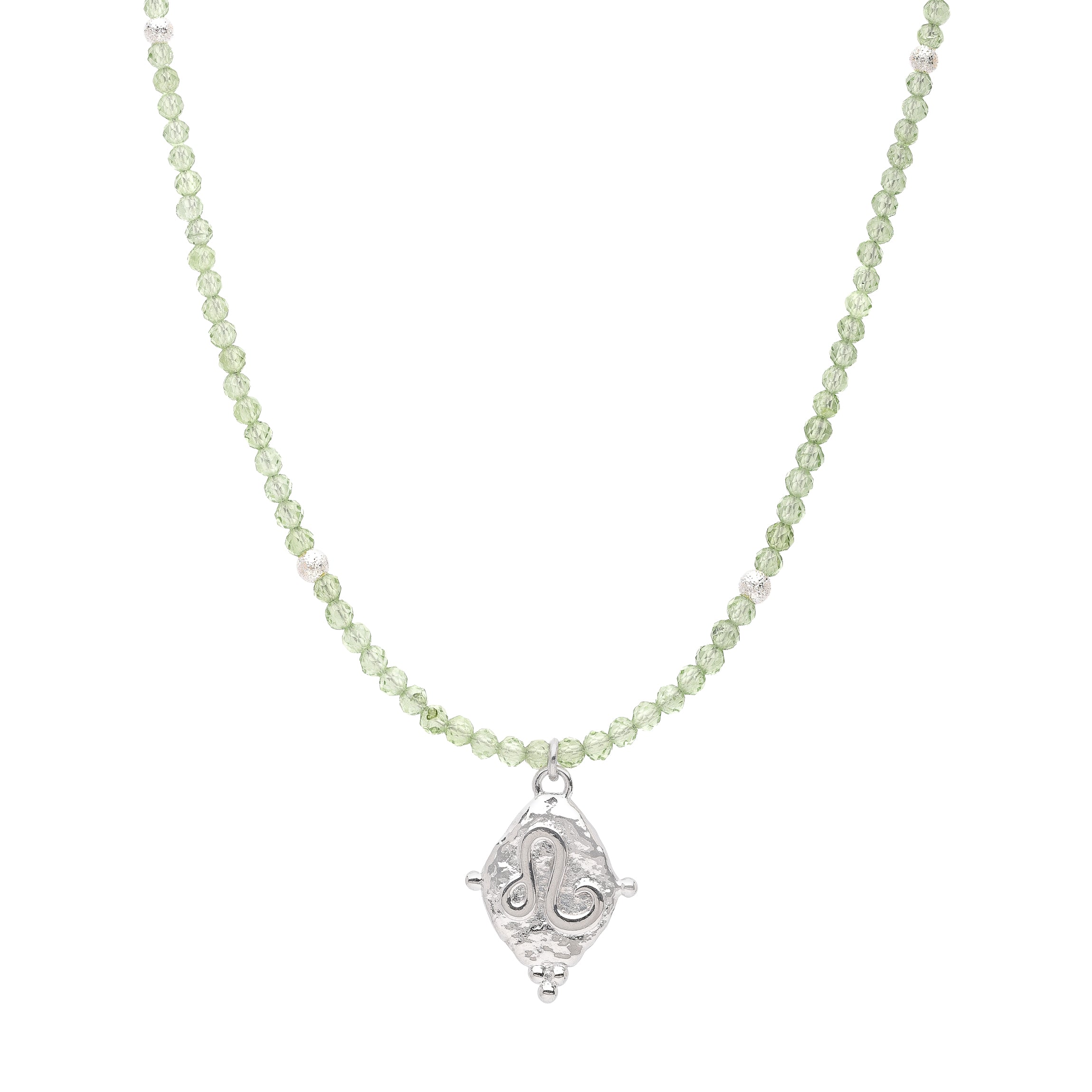Leo Zodiac Choker Necklace – Peridot White Rhodium Plated Horoscope Jewelry