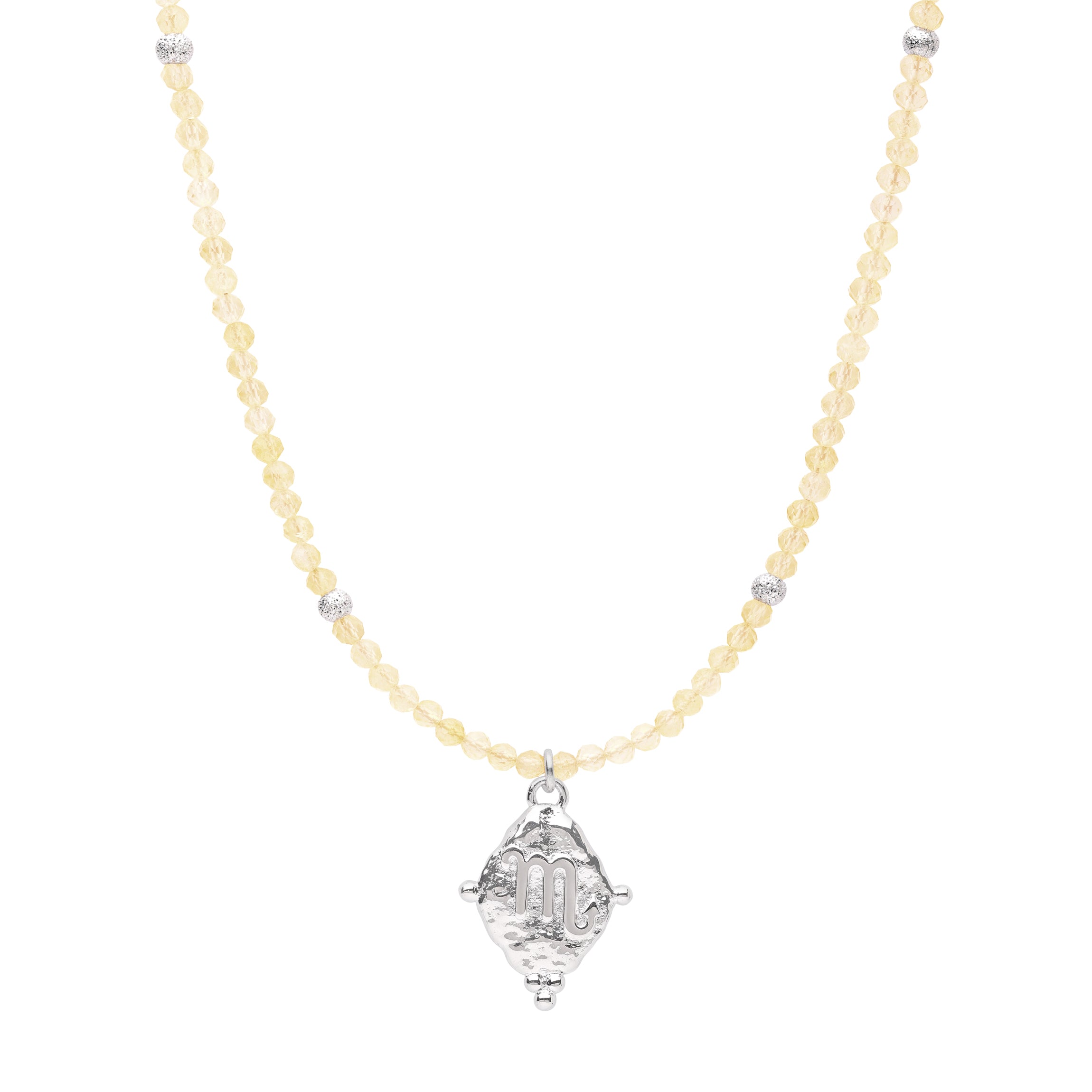 Scorpio Zodiac Choker Necklace – Citrine White Rhodium Plated Horoscope Jewelry