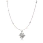 Gemini Zodiac Choker Necklace – White Moonstone White Rhodium Plated Horoscope Jewelry