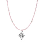 Taurus Zodiac Choker Necklace – Rose Quartz White Rhodium Plated Horoscope Jewelry