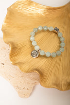 Pulsera Elástica de Activación de Aguamarina del Chakra de la Garganta