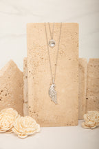Archangel Gabriel Angel Of Communication Necklace - White Rhodium - Clear Quartz
