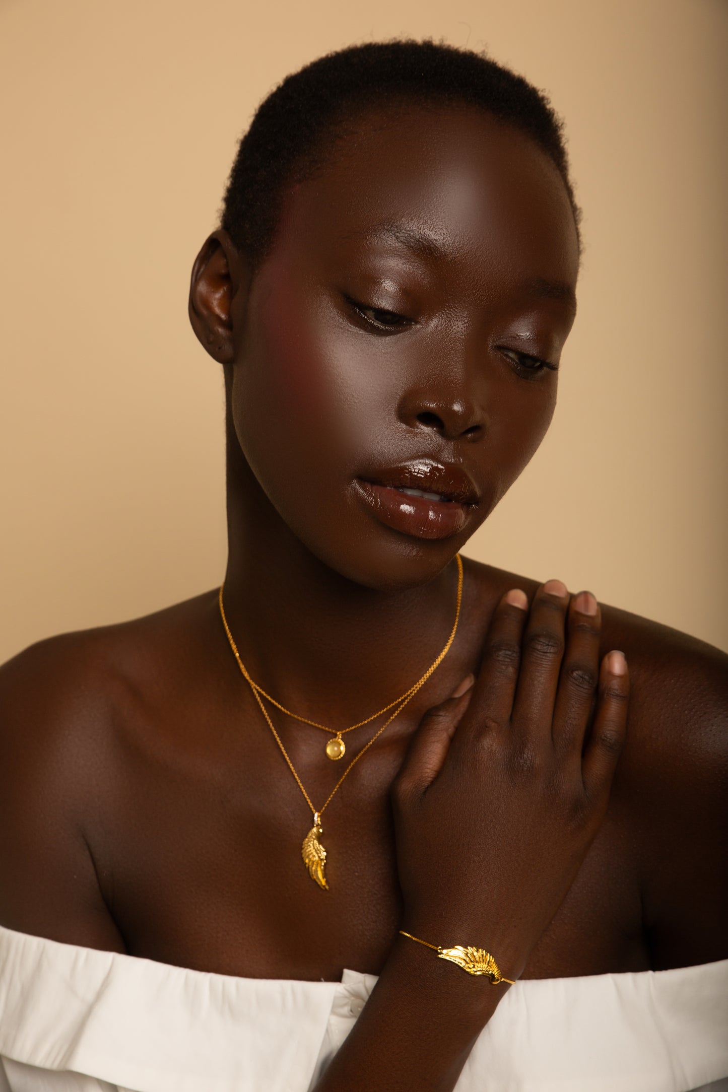 ARCHANGEL JOPHIEL Angel Of Beauty & Wisdom Necklace, 18k Gold Plated Sterling Silver with Quartz