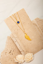 Archangel Michael Angel of Protection Necklace - Lapis Lazuli - 18K Gold