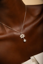 Goddess Lotus Necklace – Moonstone – White Rhodium Spiritual Jewelry