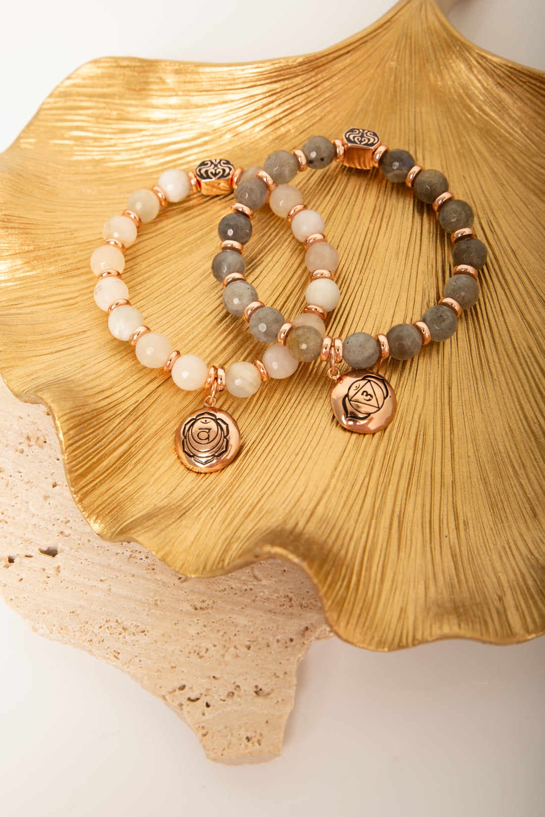 Sacral Chakra Activation Moonstone Bracelet, Rose Gold