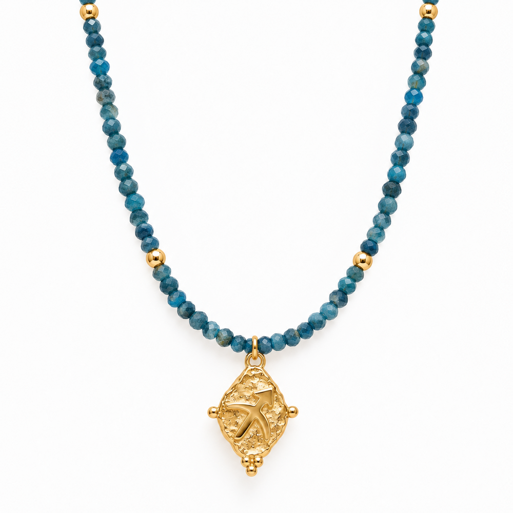 Sagittarius Zodiac Choker Necklace | Apatite 18K Gold Plated Horoscope Jewelry