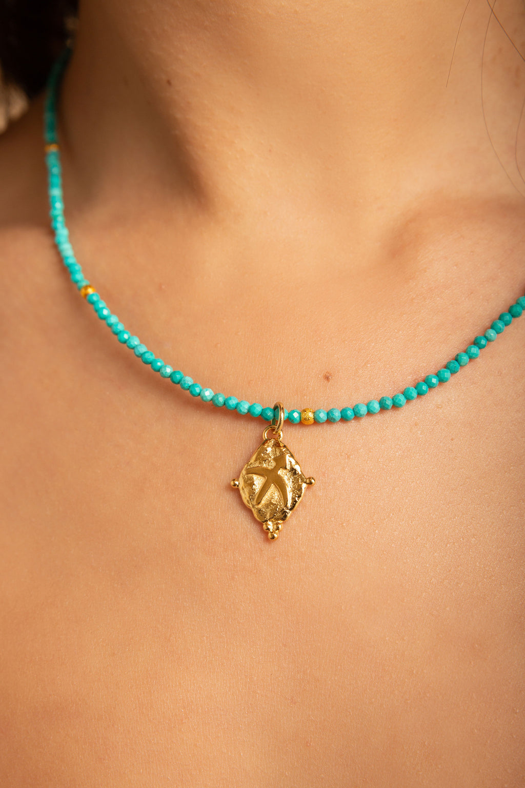 Sagittarius Zodiac Choker Necklace – Turquoise White Rhodium Plated Horoscope Jewelry
