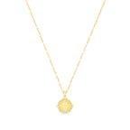 Collar con medallón difusor de aromaterapia | Cadena de cuentas de esmalte marfil en oro de 18 quilates