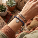 Brow Chakra Lapis Lazuli Activation Bracelet, White Rhodium